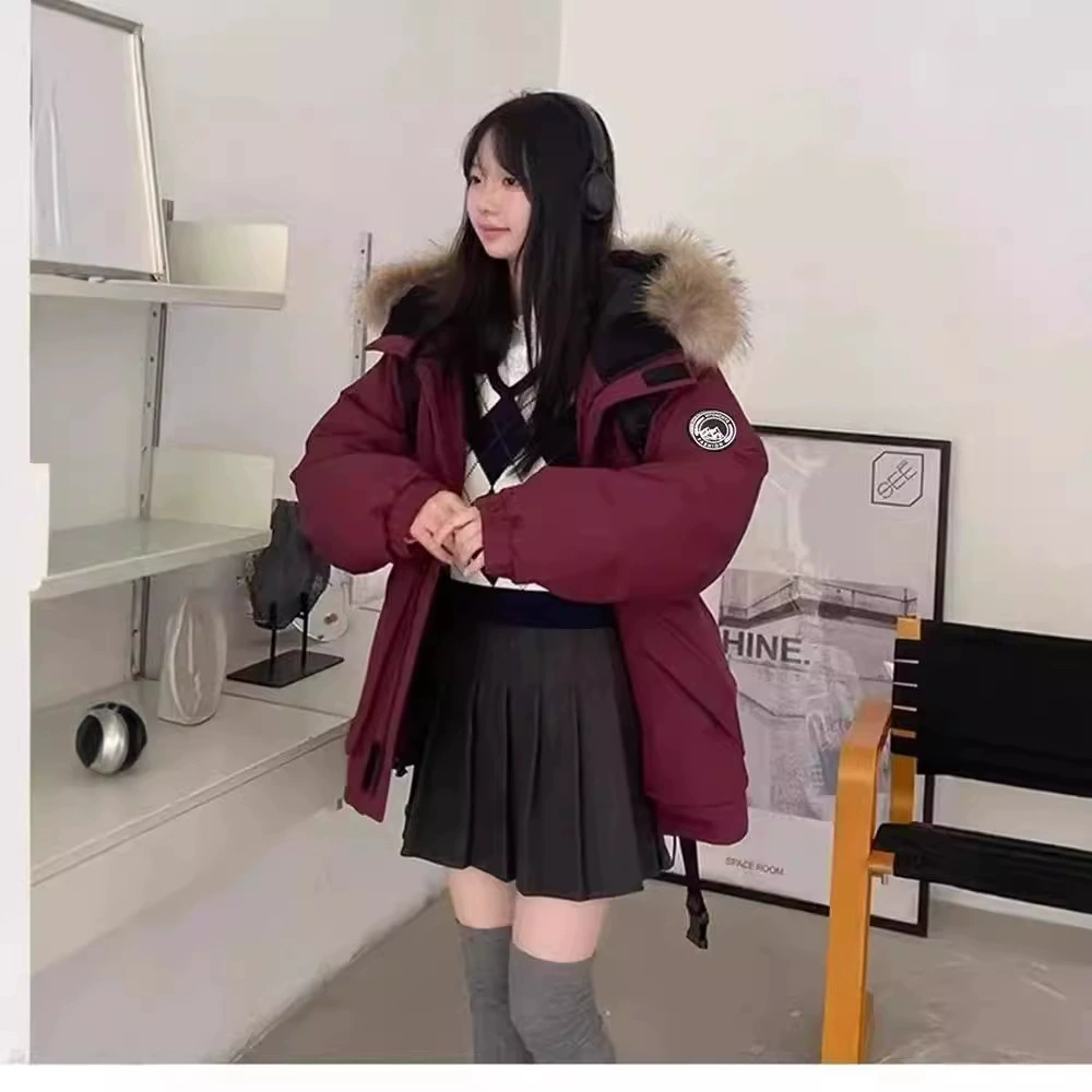 2025 зимний новый пуховик Parker с меховым воротником, женский свободный пуховик в корейском стиле, маленькая белая рабочая одежда на утином пуху, пуховик