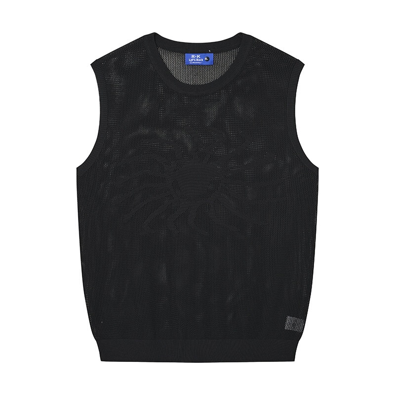 Summer Sports Fitness Mesh Sleeveless T-Shirt Top New Breathable Trendy Brand Hollow Knitted Vest American Style for Men and Women Summer Sports Fitness Mesh Sleeveless T-Shirt Top New Breathable Trendy Brand Hollow Knitted Vest American Style for Men and Women