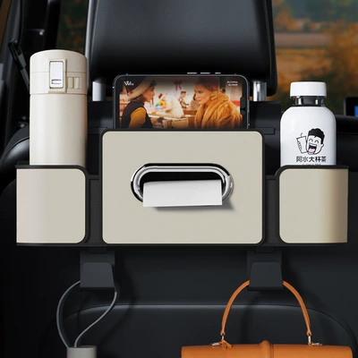 Car cup holder/beverage holder: Box Hook, In-Car Tissue Box - off-white-cartoon-free-4th-generation-seat-storage-box