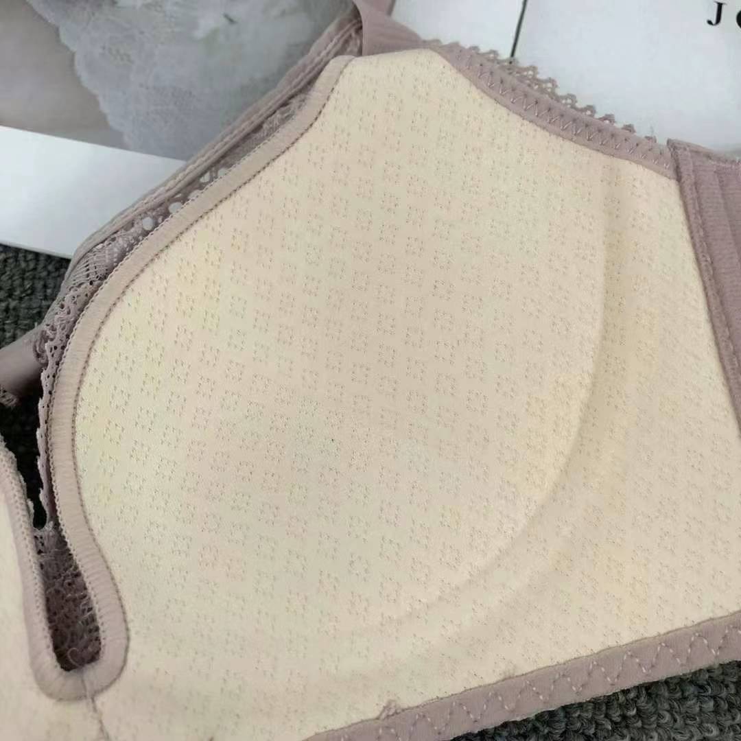 Nuevo sujetador de alta calidad de moda de encaje jacquard transpirable y cómodo ajuste lateral de pecho de cuatro botones ropa interior mujer