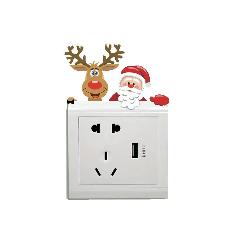 Наклейки на выключатели Xiyin Temu, рождественская серия, мультяшные, для декора стен, съемные, самоклеящиеся, персонализированные