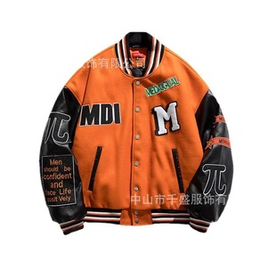 Garment factory supplies new hip-hop youth labeling baseball cotton-padded jacket Japanese college style contrast casual cotton-padded jacket men