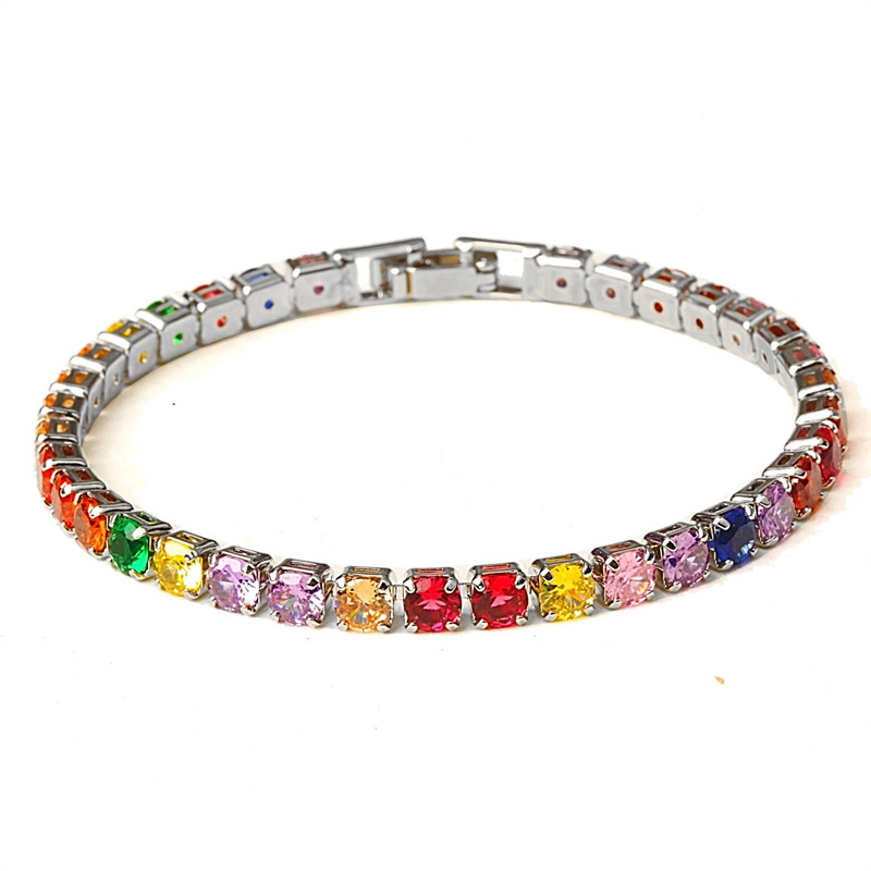 Hip-Hop Solid Color Copper Inlay Zircon K Gold Plated Rhodium Plated Unisex Tennis Bracelet display picture 7