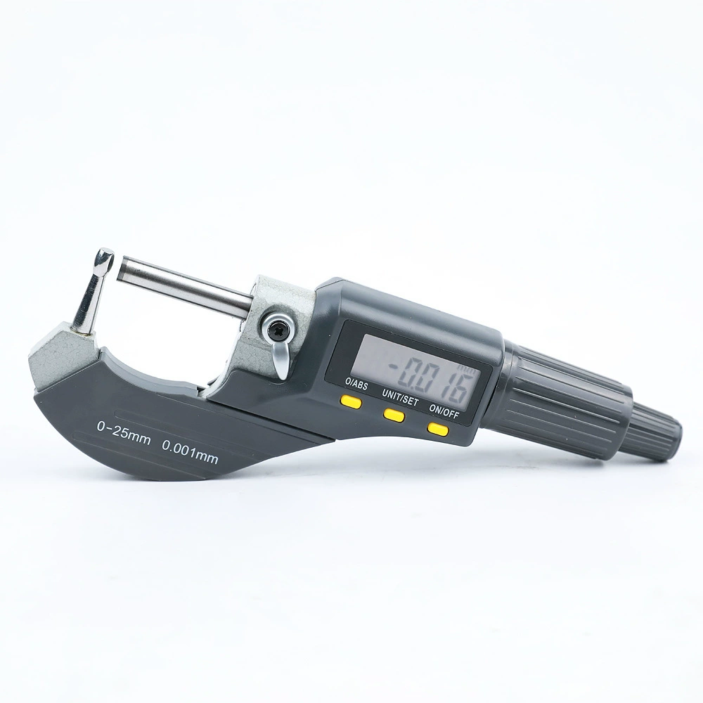 0-25mm digital display micrometer single column wall thickness micrometer needle ball head waist drum single round head tube thickness micrometer