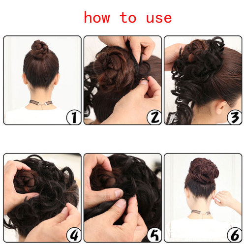 Factory wholesale, custom processing of cross-border European and American wigs—hairpieces, hair ties, buns, high-temperature silk synthetic hair.