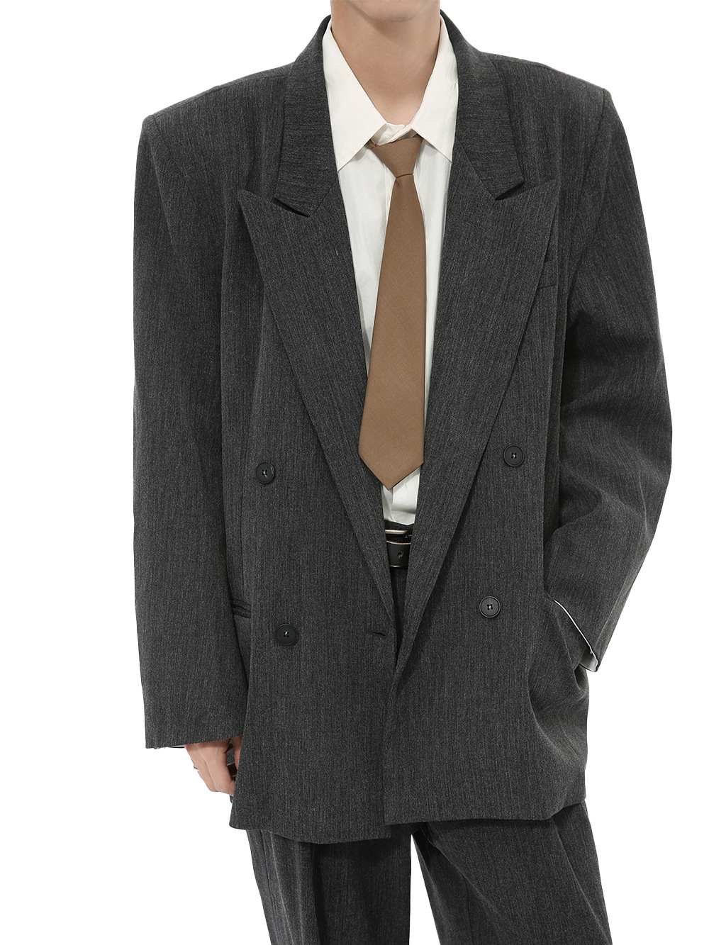 MTLCLOTHES Hombres| Otoño nuevo estilo francés ligero soporte de hombro estilo de alta sensación de doble botón traje de moda