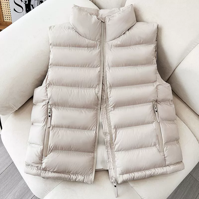 Light and thin short demi-season vest with down, keep warm tank top, jacket, Korean style