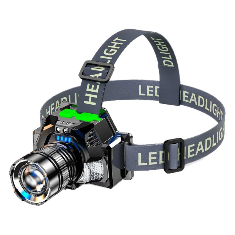 Сильная легкая фара, светодиодный перезаряжаемый зум, дальний головной фонарик, супер яркий фонарь для ночной рыбалки, Шахтерская лампа для трансграничной рыбалки