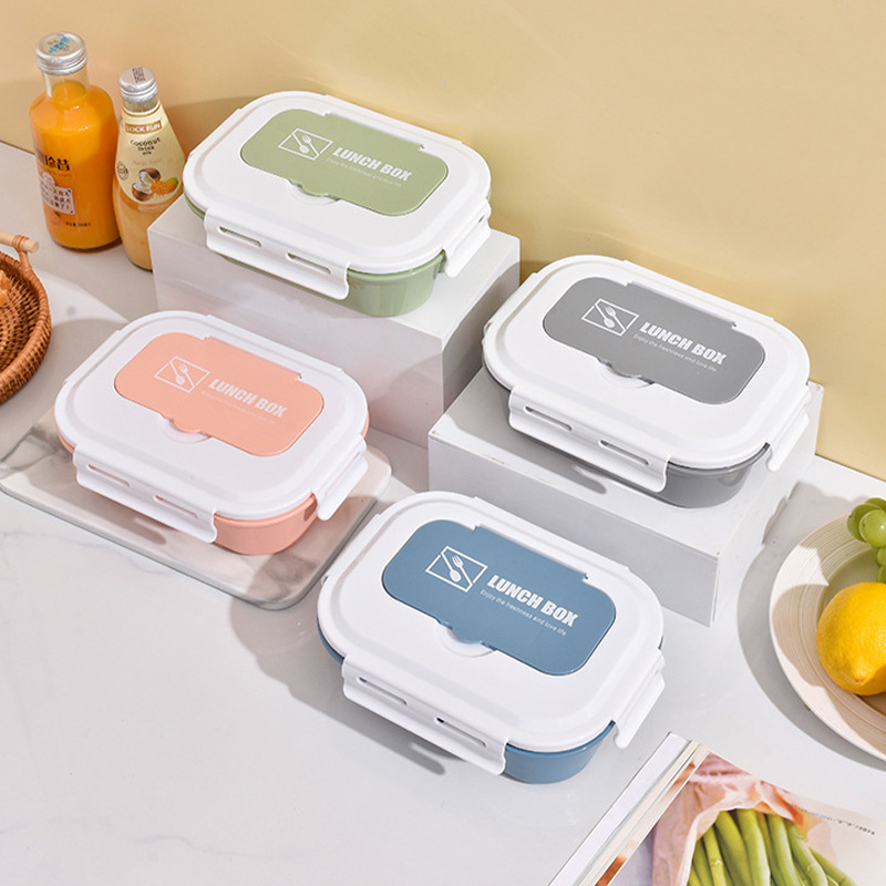 Lonchera de tres compartimentos famosa en Internet, portátil y apta para microondas, ideal para estudiantes y trabajadores de oficina, fresca y elegante.