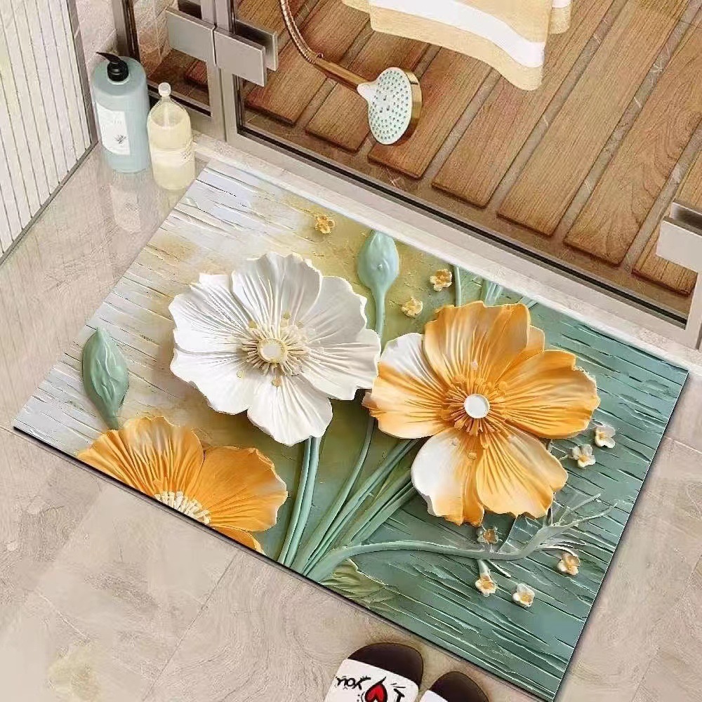 Rustikale Blumen Badezimmermatte, Rutschfeste Küchenmatte_voghion.com