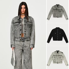 SMFK エターナルデニムジャケットレトロクラシックラペルファッションルーズジャケット 25 春の新スタイル