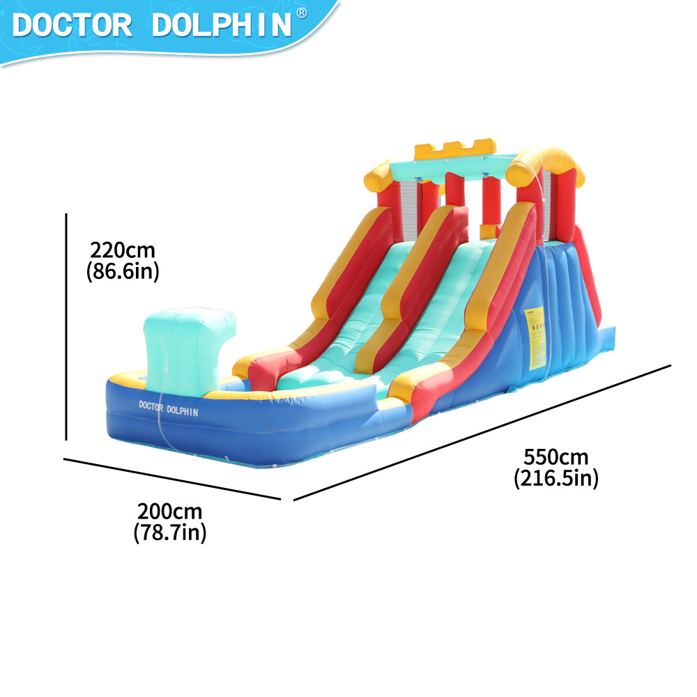 Castillo inflable para niños Doctor Dolphin, casa pequeña, parque infantil para niños, trampolín inflable para fiestas en interiores y exteriores, tobogán acuático