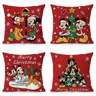 Mickey Mouse Christmas Festive Printed Pillowcase Pillow Bedroom Bedside Decoration Living Room Sofa Cushion Santa Claus