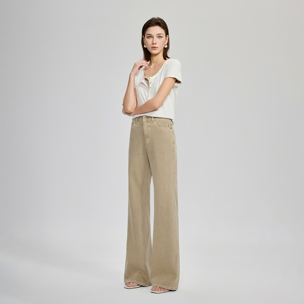 Jiye Tencel four-way stretch "supermodel pants" Maillard retro…