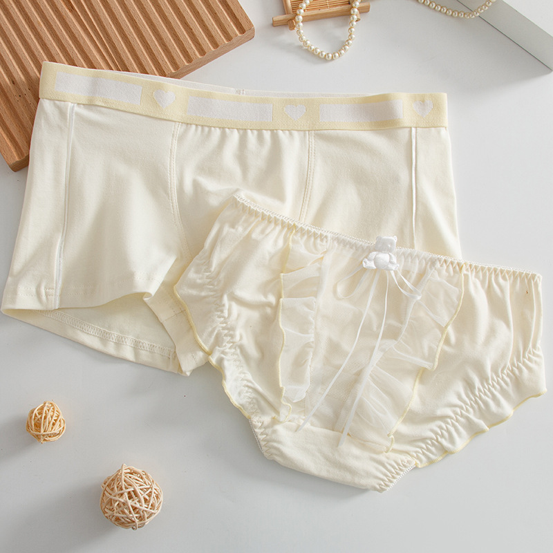Couple panties cotton cute bear one man and one woman mesh men's boxers breathable sweet briefs women wholesale