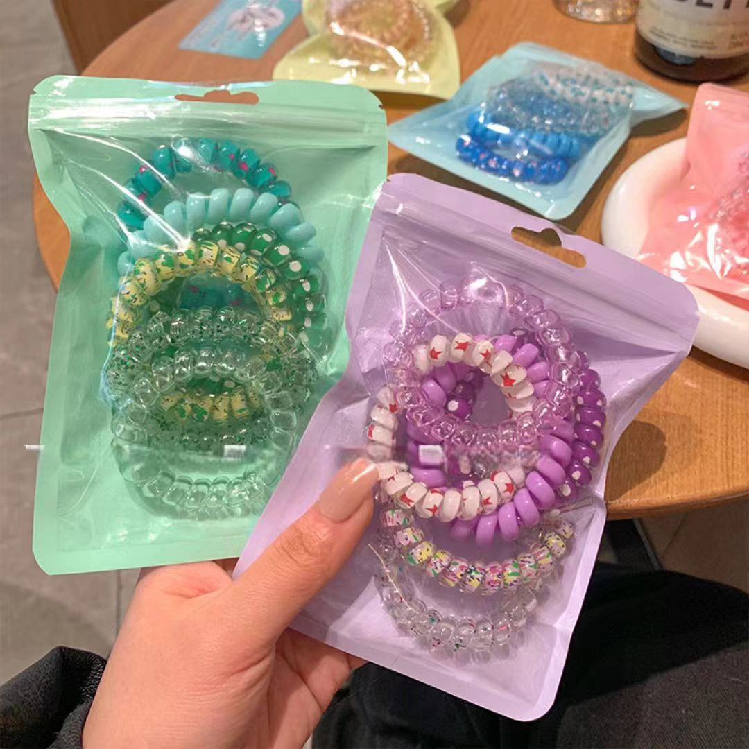 夏日多巴胺糖果色电话线发圈简约发绳基础扎头发头绳高弹力耐用新