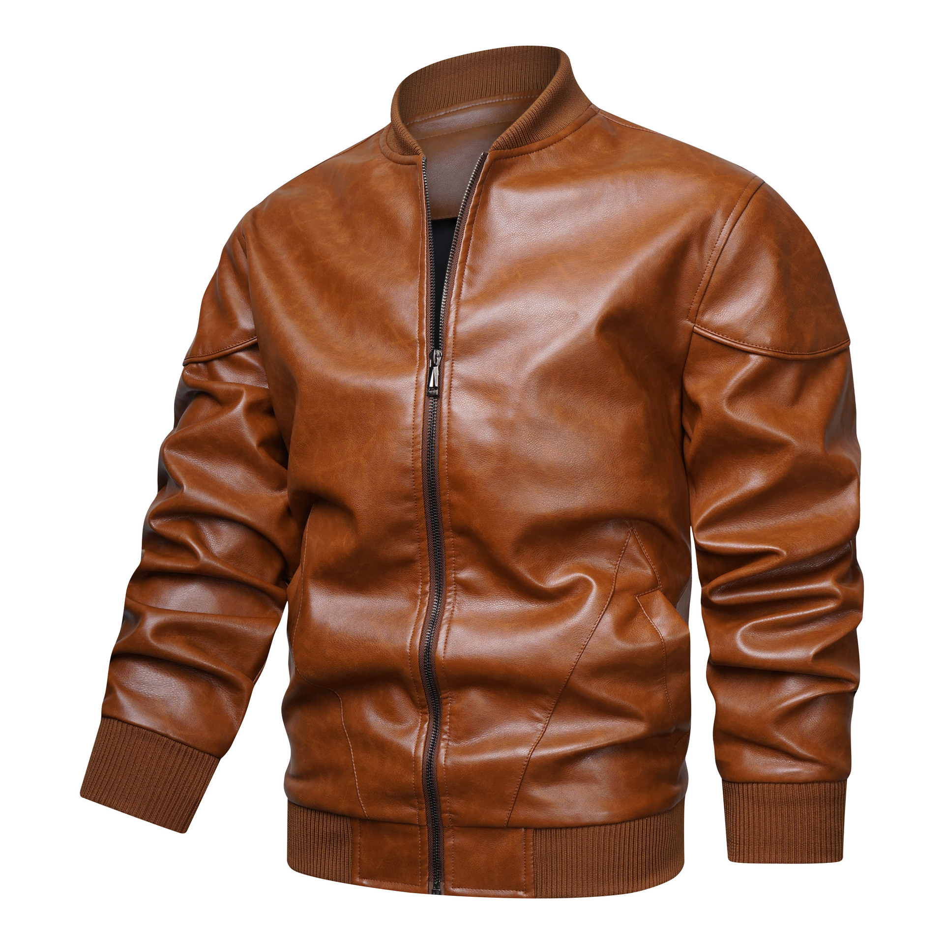 Neien Hierscht 2024 Baseball Kraang PU Fluchanzug einfach Basis Lieder Jiake Jackett trendy_voghion.com