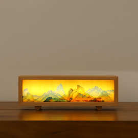 文创榉木拍拍灯触摸充电灯箱亚克力千里江山小夜灯图片画面定制