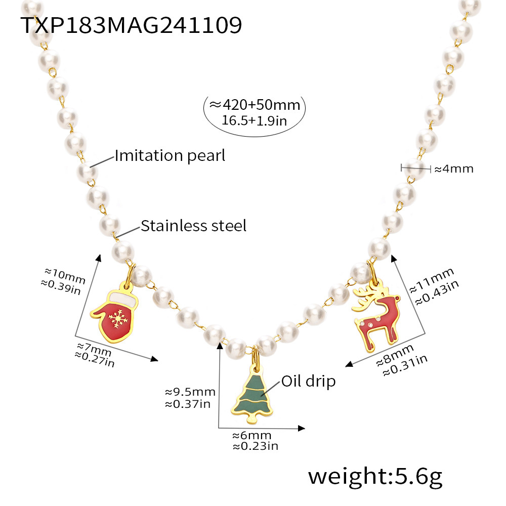 TXP183-Gold Christmas beaded multi-accessory necklace