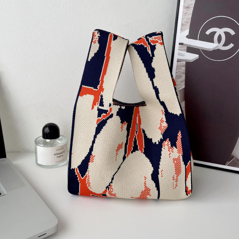 Bolsos, diseño de nicho femenino, bolso de punto personalizado, bolso tejido de un solo hombro de punto de todo fósforo, bolso de mano, bolso de mano