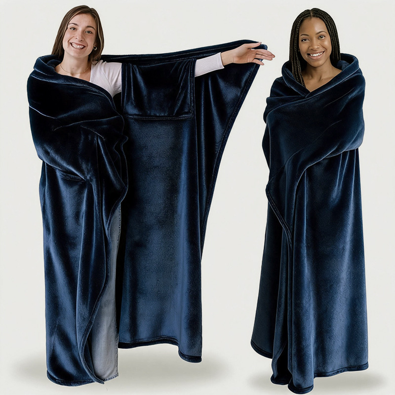 Comercio exterior personalizado mantas cálidas para vestir mantas cómodas sofá cama regalo de ropa externa capa gris suave tern