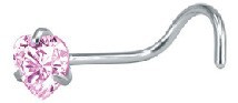 Stainless Steel S L Type Stud European And American Bestselling Heart Zircon Nose Ring Straight Rod Piercing Jewelry_voghion.com