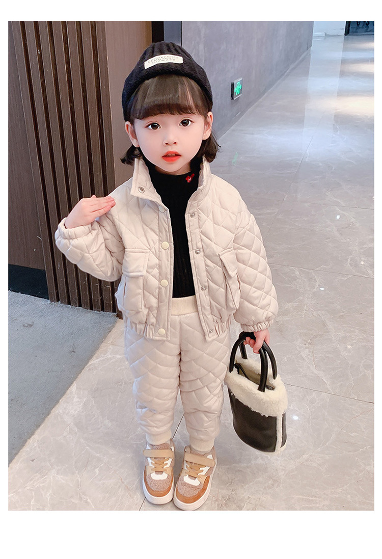 Girls' casual set for primary and secondary school children's winter insulation cotton jacket_voghion.com