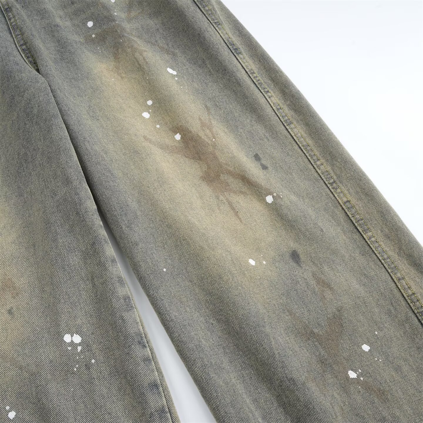 Men's And Women's Distressed Splatter Paint Curved Blade Jeans Loose Wide Leg Trousers Chinese Style Vibe For Spring Autumn_mkmklike.com