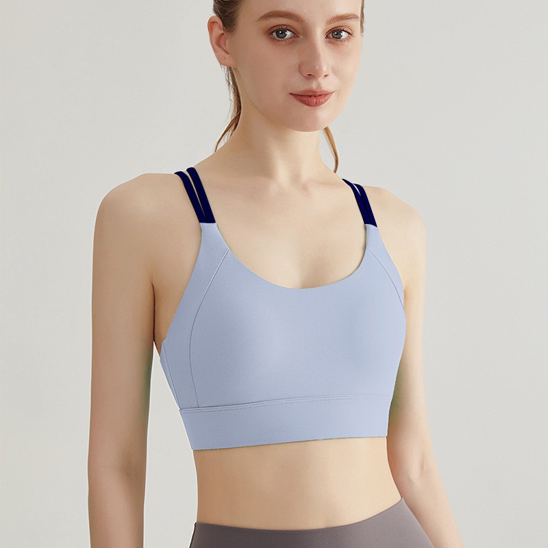 LAHN nuevo chaleco de yoga sexy, taza fija, delgado cruzado, cinturón de hombro delgado, ropa interior deportiva para mujeres