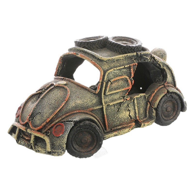 Venta caliente decoración de acuarios restos de automóviles pecera decoración de paisajismo artesanía pescado y camarones para evitar la casa autobús viejo