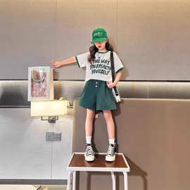女童夏季套装2026新款洋气儿童时髦短袖休闲童装夏装短裤两件套夏