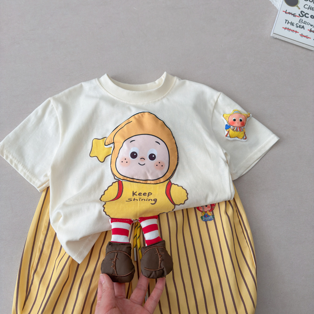 Children's 2026 Summer New Cartoon Short-Sleeve Casual Boys and Girls Versatile 3D Doll Short-Sleeve Top T-Shirt