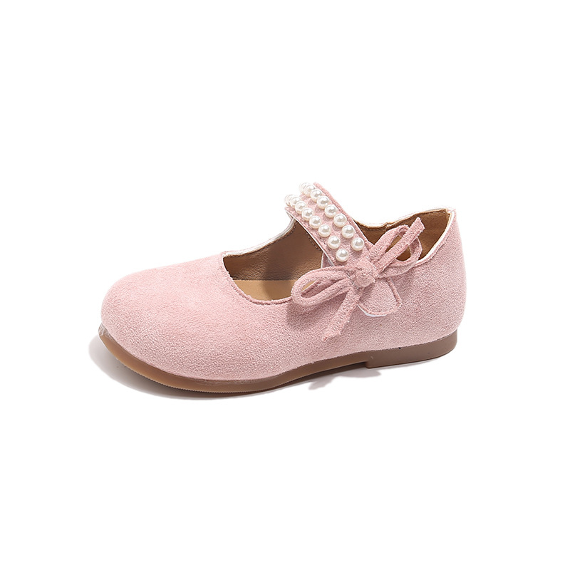 Zapatos de cuero para niñas 2026 primavera y otoño nuevos zapatos infantiles de arco de perla princesa zapatos de suela suave para niños pequeños zapatos Mary Jane