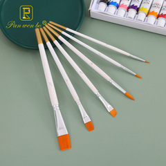 跨境6支裝尼龍油畫筆木杆顏料筆水粉筆套裝美術diy畫筆畫材用品