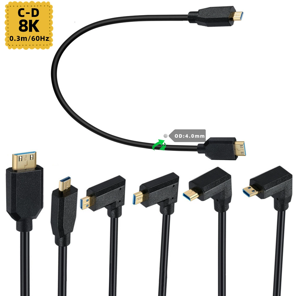 2.1V 8K@60Hz 4K@120Hz 1080p 3D mini HDMI to Micro HDMI connection cable