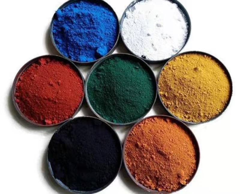 氧化铁红黄绿蓝黑彩色粉，水泥 路面调色粉25公斤批发
