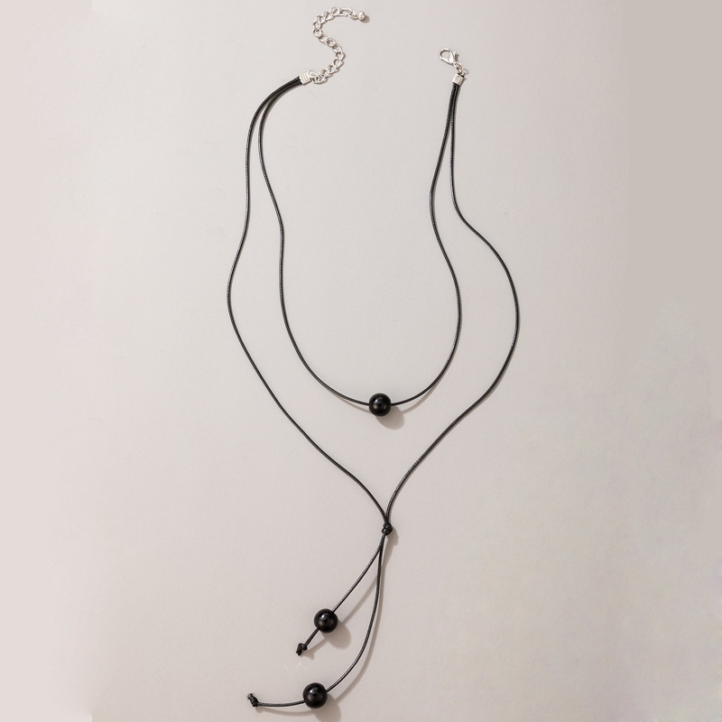 Modeschmuck Geflochtenes Seil Perlen Doppelschichtige Halskette Mehrschichtige Halskette display picture 4