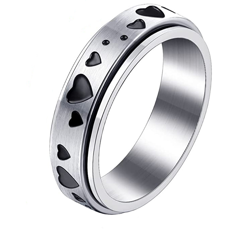 Fashion Heart Shape Titanium Steel Plating Rings 1 Piece