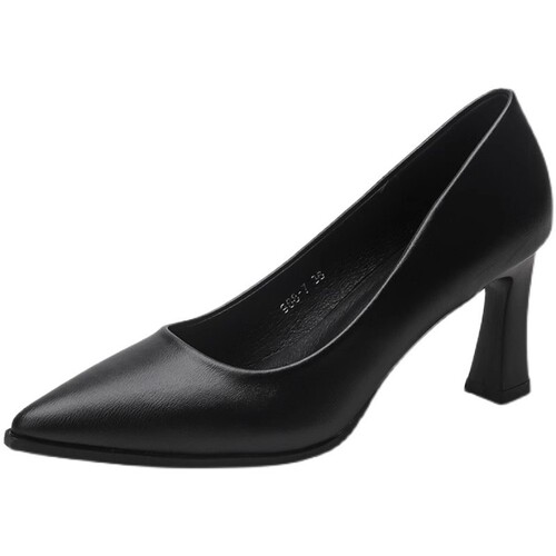 2024 black professional work single-layer shoes, flight attendant formal dress etiquette high heels, work women's shoes, ultra-high heels, slip-feet