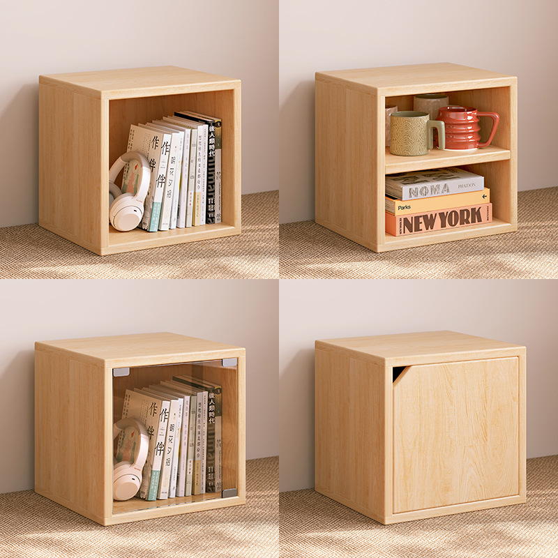 Gabinete de madera maciza de celosía libre combinación de gabinete pequeño estante de piso estante de almacenamiento de escritorio Gabinete de exhibición simple gabinete bajo