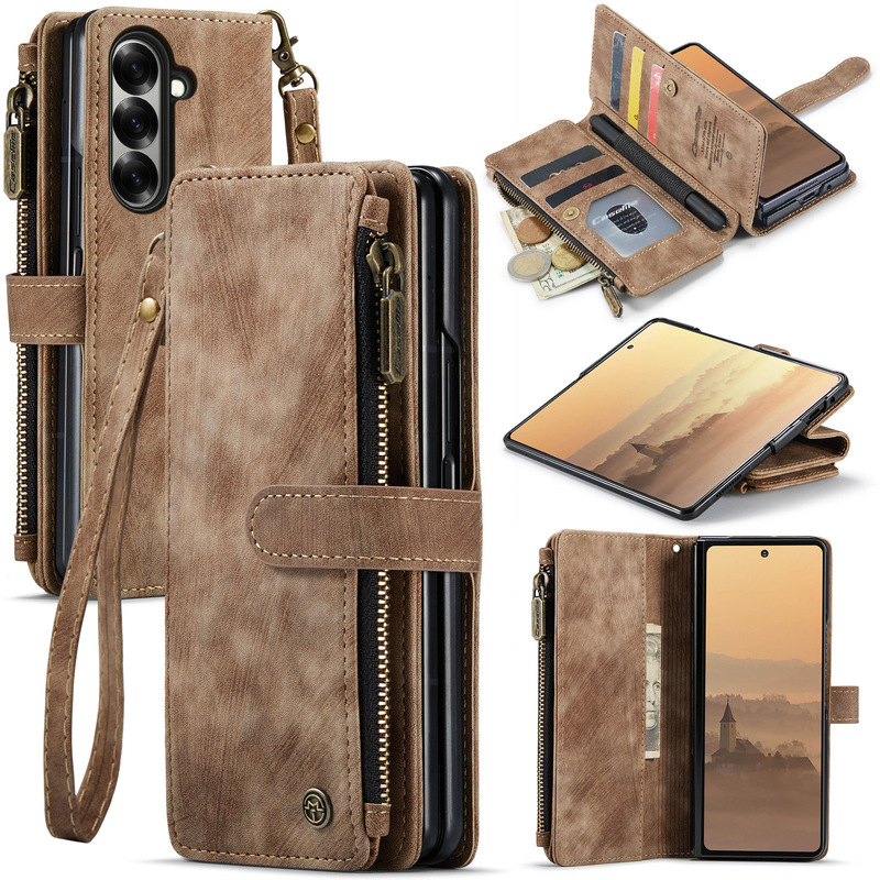 Suitable for Samsung Z Fold7 Flip Phone Case Zfold6 Card Phone Leather Case Anti-Fall Protective Cover Multi-Function Suitable for Samsung Z Fold7 Flip Phone Case Zfold6 Card Phone Leather Case Anti-Fall Protective Cover Multi-Function