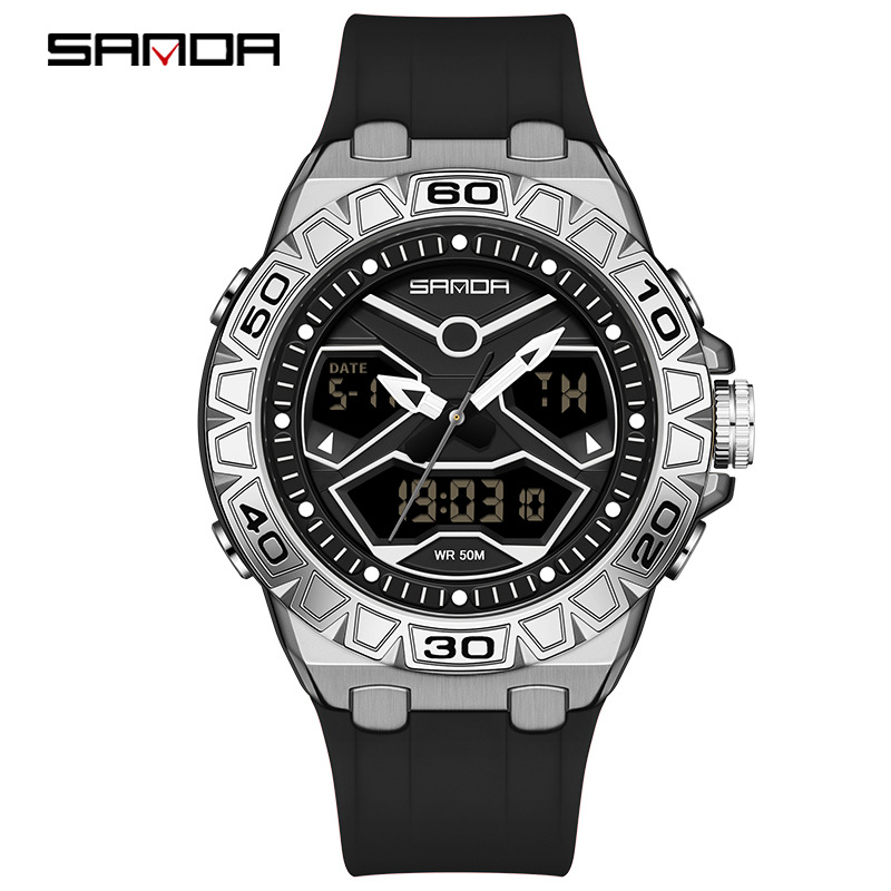 Sanda reloj juvenil reloj multifuncional moda coreana al aire libre deportivo impermeable reloj electrónico de hombre venta directa mayorista
