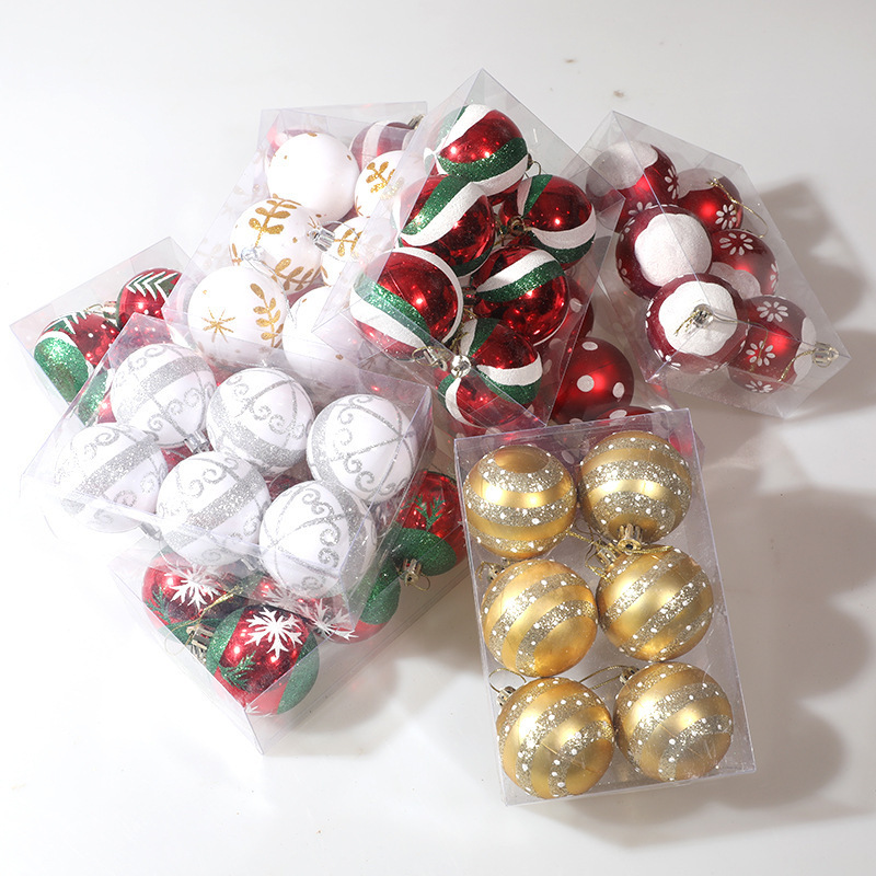 6cm色絵クリスマスボール飾り道具手描きクリスマスボールプラスチックメッキボールクリスマスツリー飾り卸売り|undefined