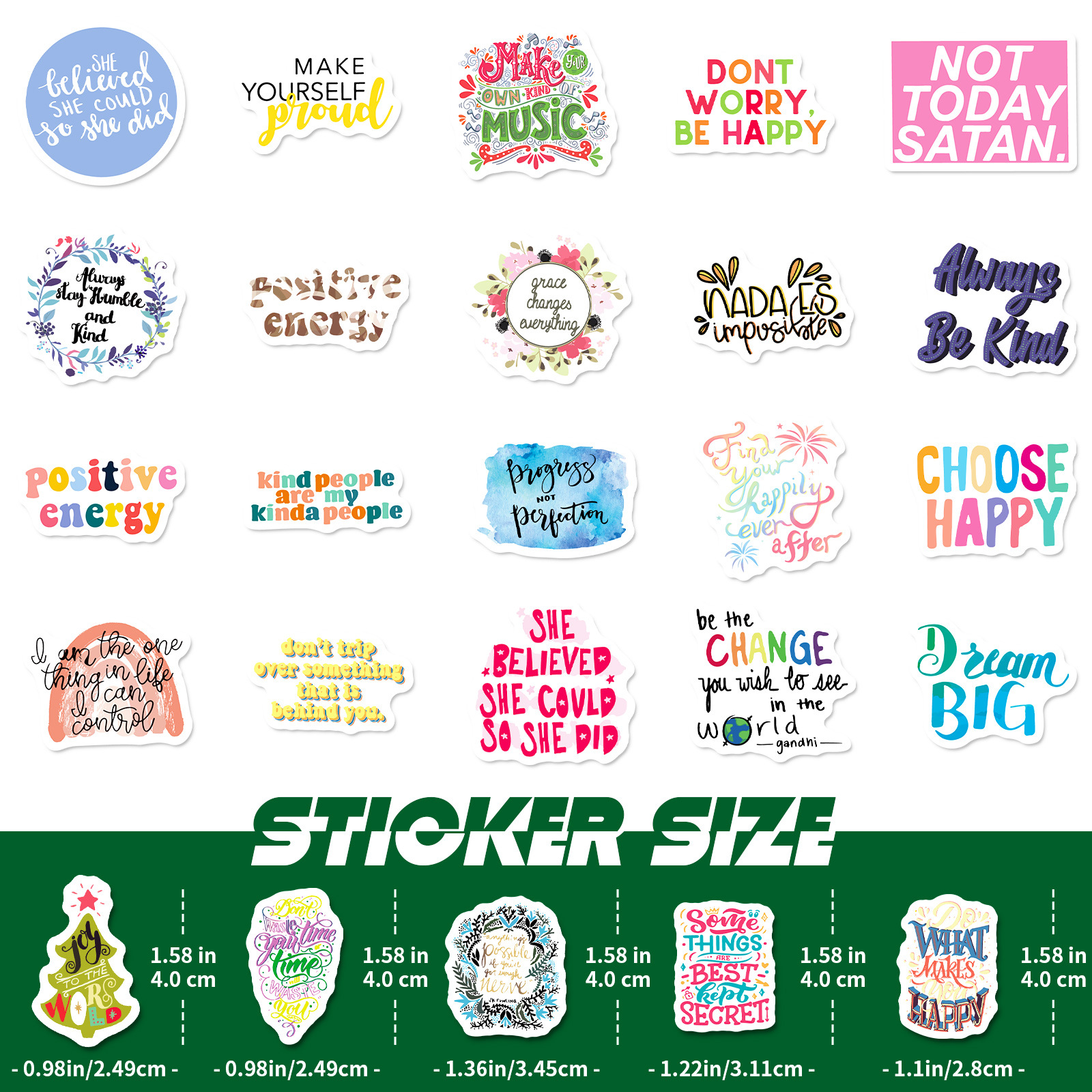 50 tamaño pequeño 4cm frase en inglés graffiti pegatinas casco teléfono móvil motocicleta ordenador pegatinas decorativas al por mayor