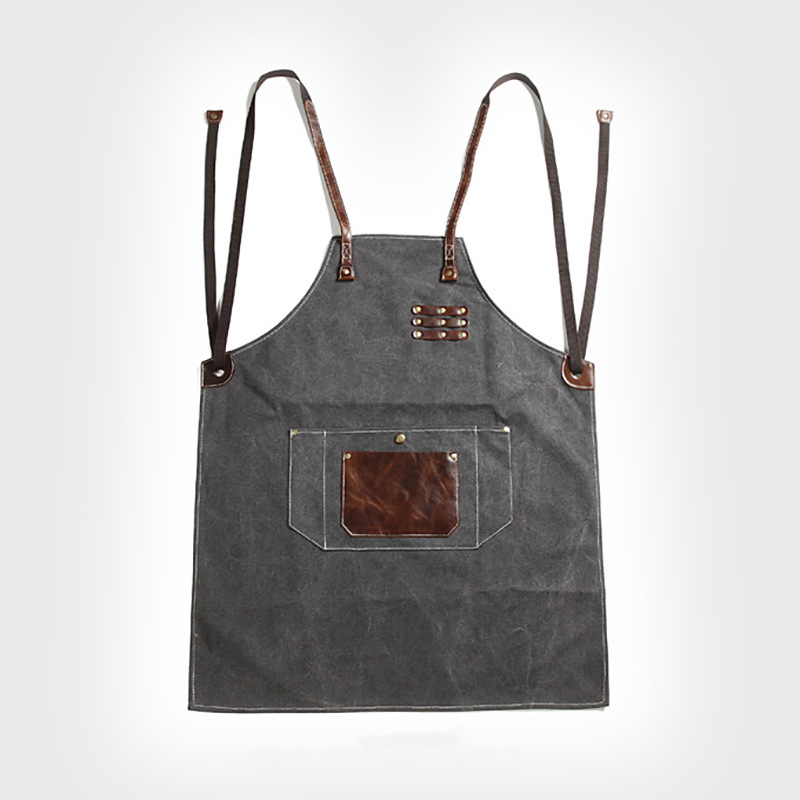 Amazon lona gruesa delantal bolsillo PU cuero pintura arte estudiante carpintería jardinería artista puede poner herramientas delantal al por mayor