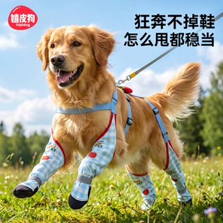 狗狗鞋子中大型犬雨鞋外出防脏防水鞋套宠物脚套软底夏季透气腿套