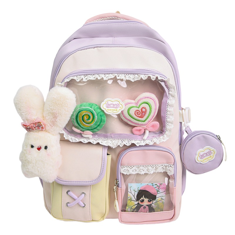 Mochila de estudiantes de alto valor facial, mochila de escuela secundaria, mochila multicapa, mochila de dolor dulce, mochila de ocio, mujer