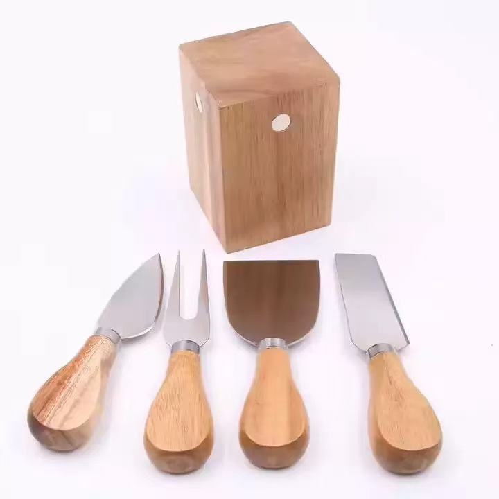 Amazon envía cortador de queso de madera de acacia, cuchillo de queso magnético, juego de asiento de almacenamiento de 5 piezas, soporte de cuchillo de queso de roble