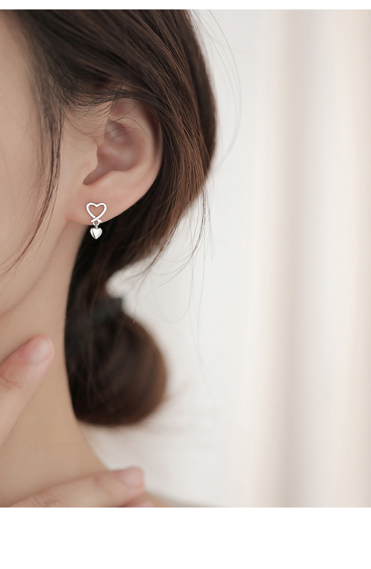 Women's Gender 1 Pair 925 Sterling Silver 925 Sterling Silver Earrings Heart Shape Drop Earrings