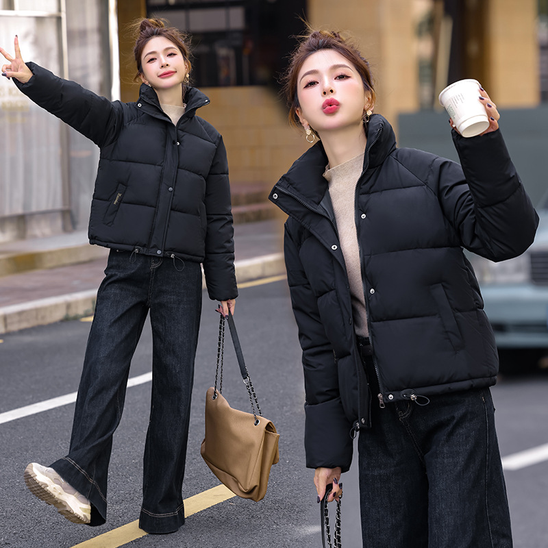 여성 겨울 솜패딩 숏자켓 와이드 칼라 보온 지퍼 외투